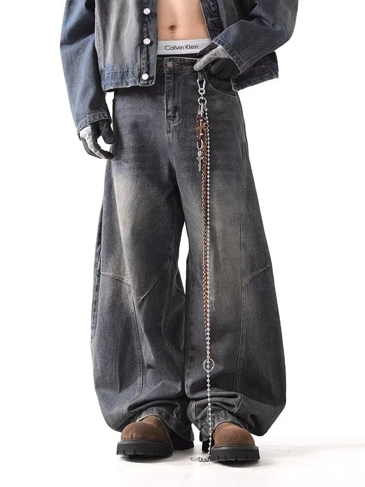Y2k Wide Leg Jeans Baggy Goth Grunge Denim Pants Straight